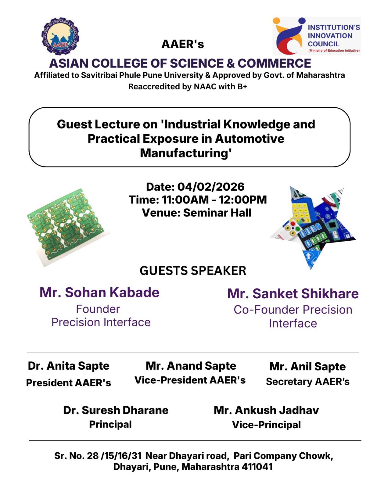 Guest Lecture on industrial Knowledge and Practical Exposure in Automative Manufacturing
