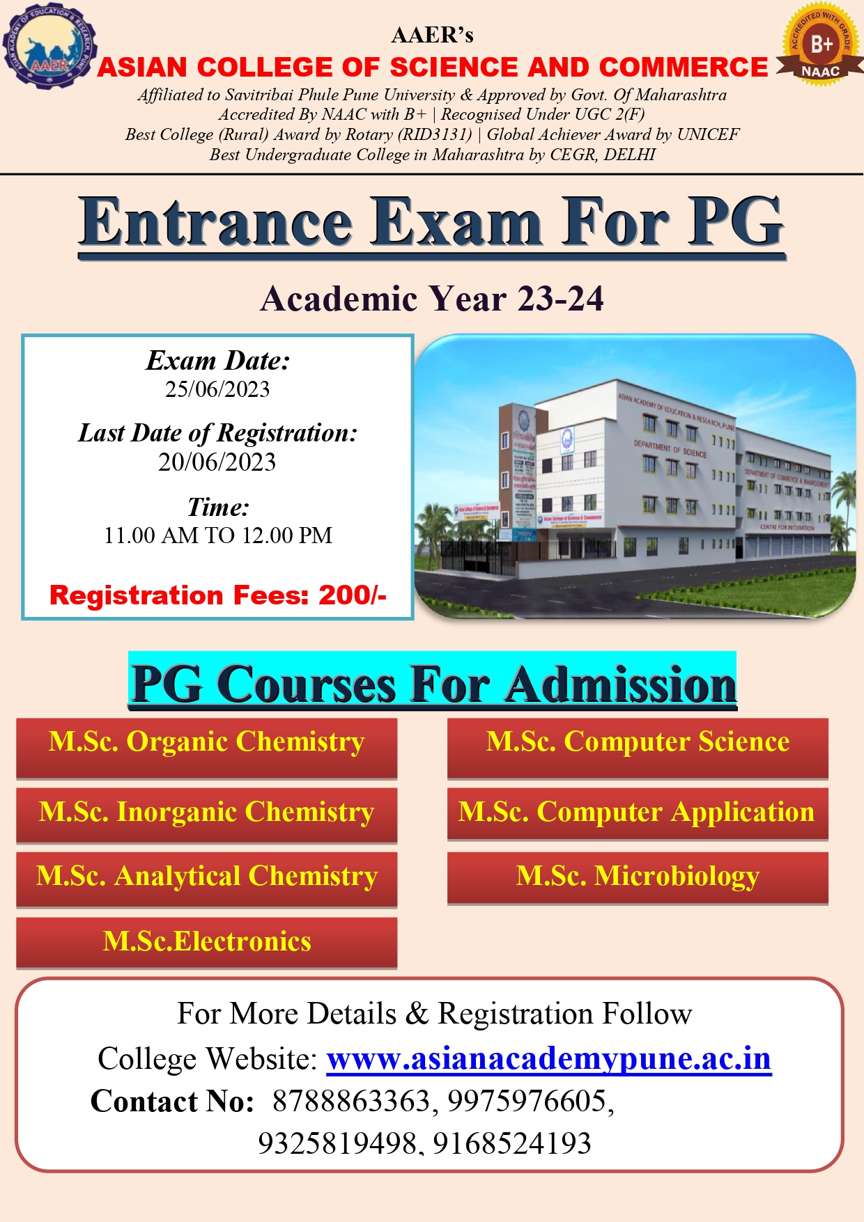PG Entrance Exam MSc